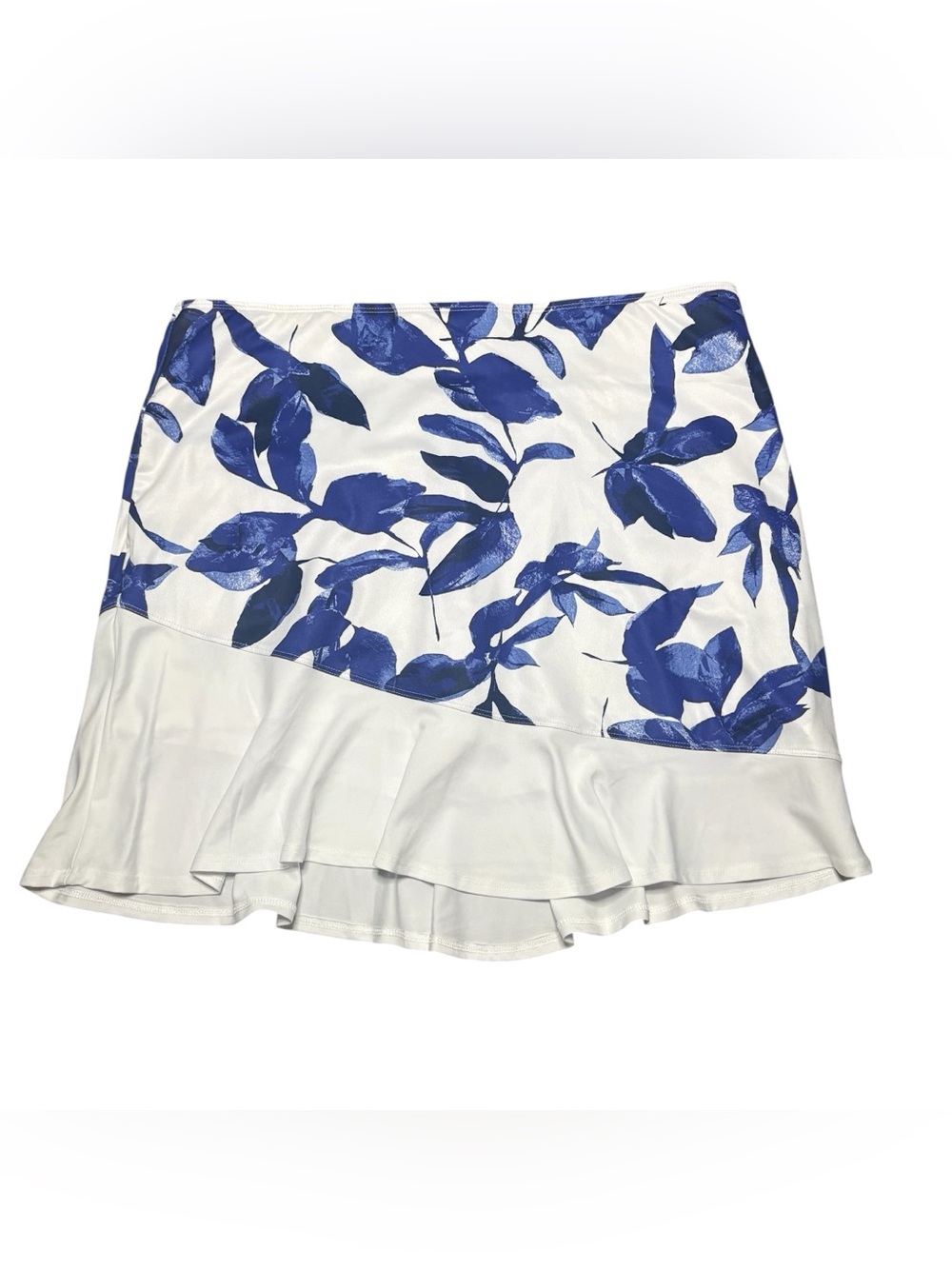 Callaway Womens L White with Blue Floral Golf Tennis Skort Ruffle Hem